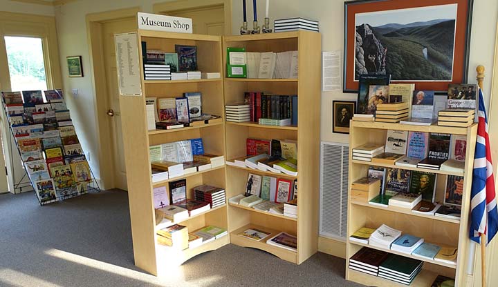 bookshelves in museum shop