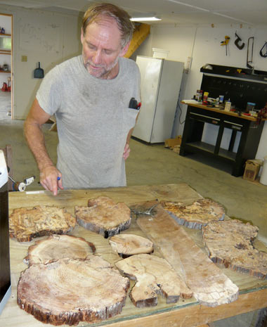 Andy Stump looking at his samples
